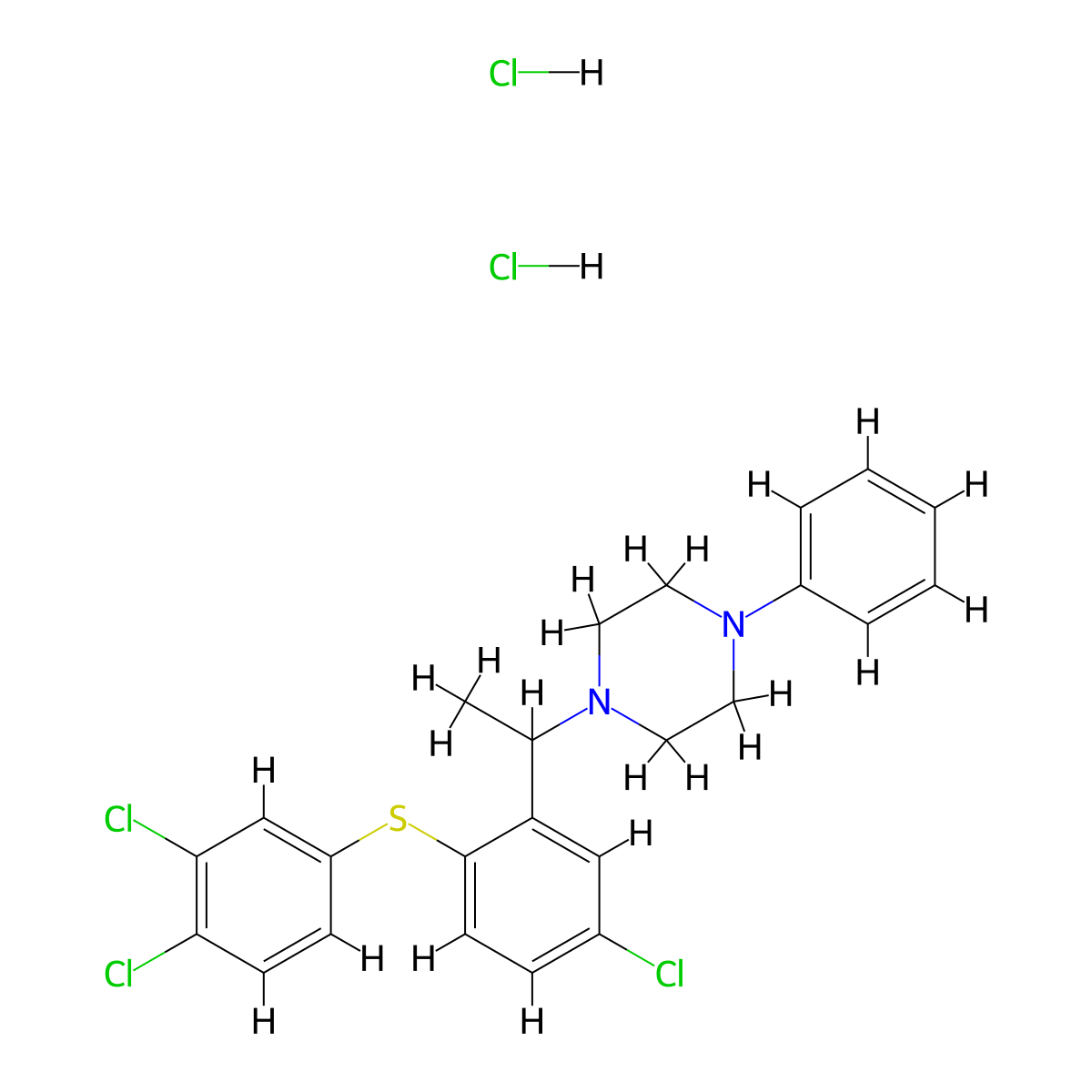 Piperazine, 1-(1-(5-chloro-2-((3,4-dichlorophenyl)thio)phenyl)ethyl)-4-phenyl-, dihydrochloride molecular structure, CAS 112446-59-0