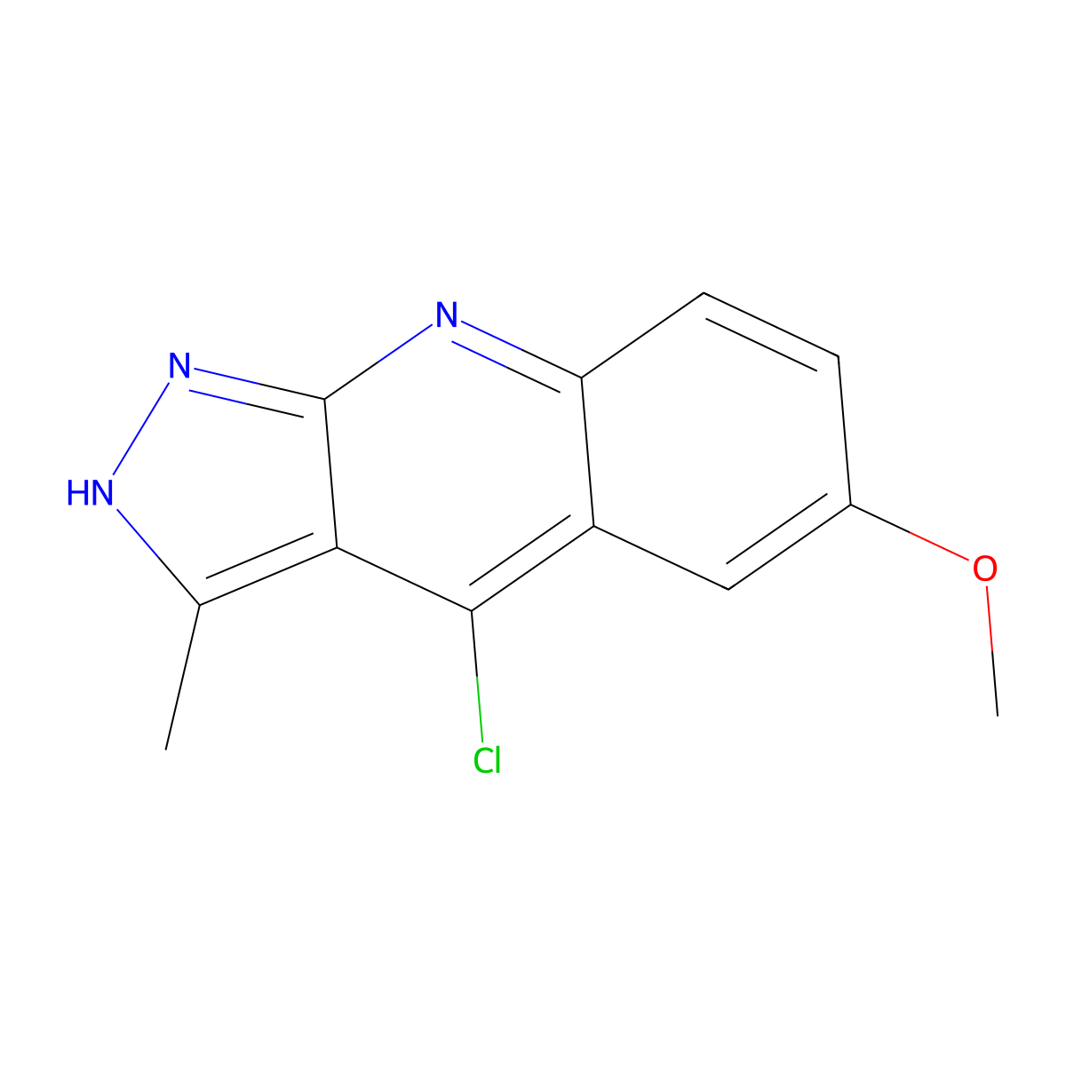 4-Chloro-6-methoxy-3-methyl-1H-pyrazolo[3,4-b]quinoline molecular structure, CAS 112446-99-8