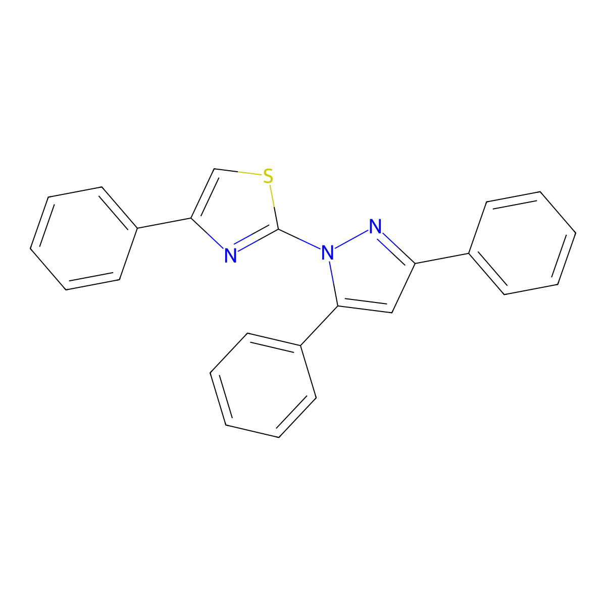 Thiazole, 2-(3,5-diphenyl-1H-pyrazol-1-yl)-4-phenyl- molecular structure, CAS 112447-59-3