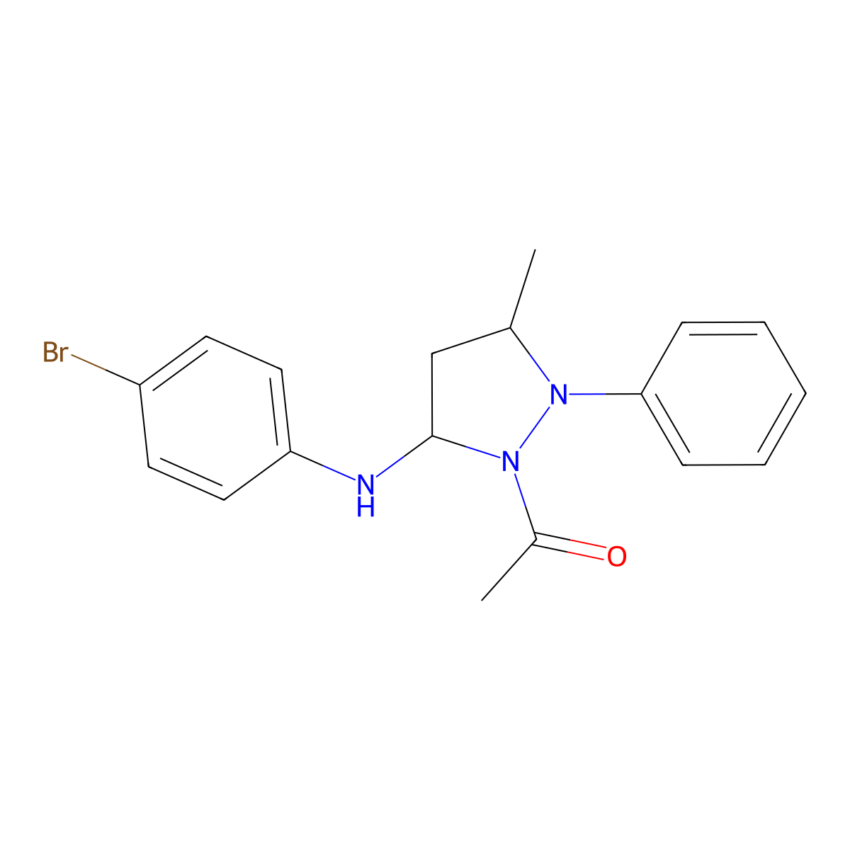 1-[5-(4-Bromoanilino)-3-methyl-2-phenylpyrazolidin-1-yl]ethanone molecular structure, CAS 112475-97-5