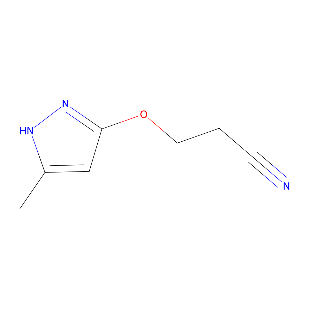 3-((3-Methyl-1H-pyrazol-5-yl)oxy)propanenitrile molecular structure, CAS 112484-89-6
