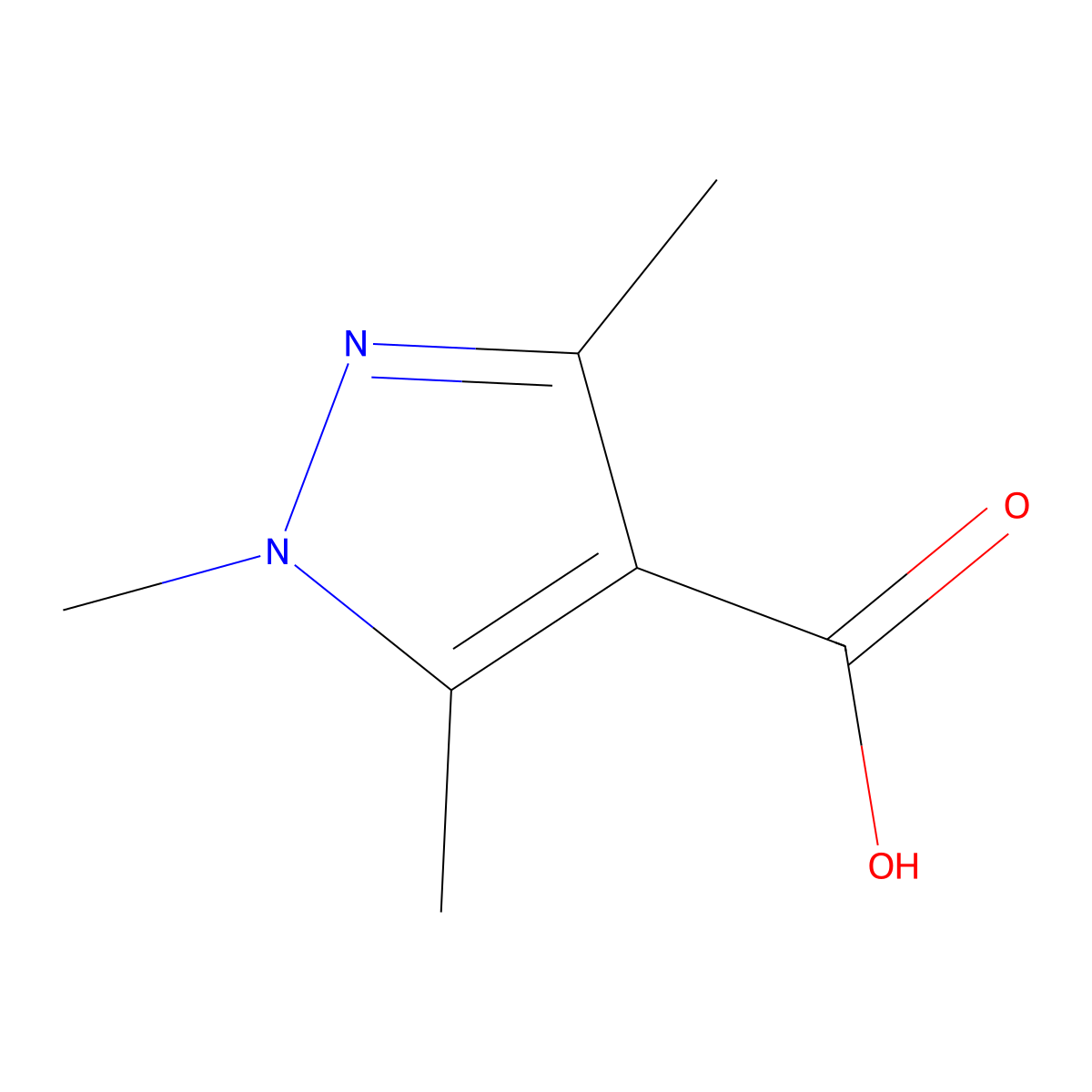 1,3,5-trimethyl-1H-pyrazole-4-carboxylic acid molecular structure, CAS 1125-29-7