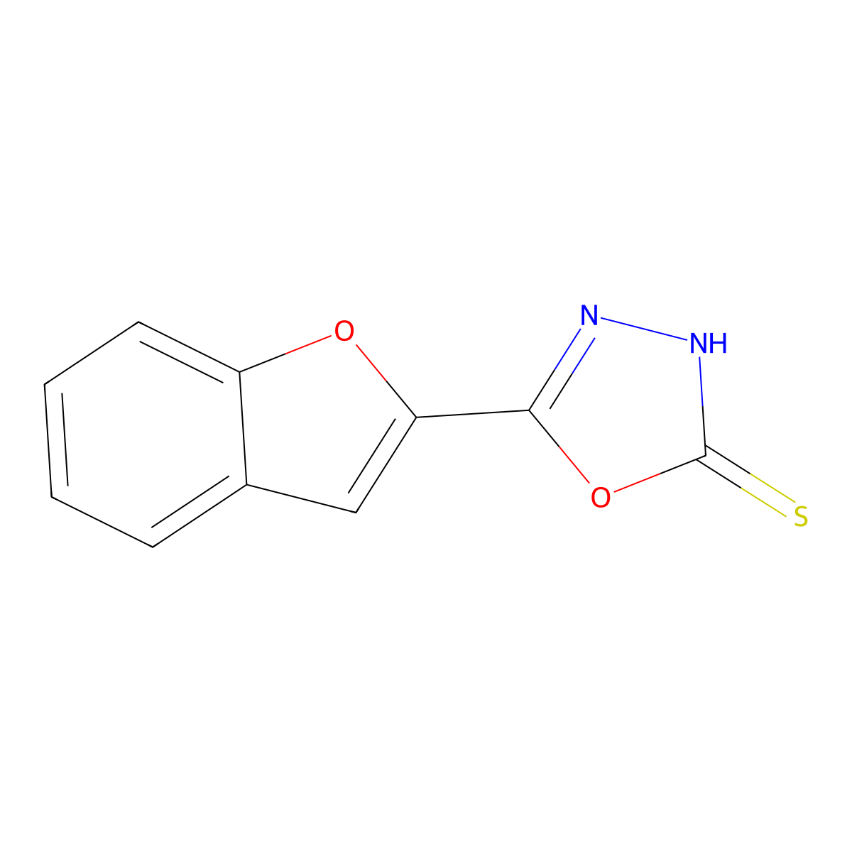 5-(1-Benzofuran-2-yl)-1,3,4-oxadiazole-2-thiol molecular structure, CAS 112521-75-2