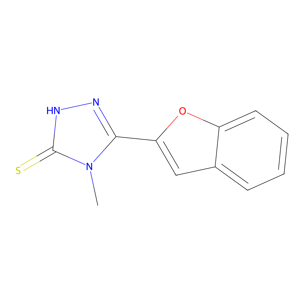 5-Benzofuran-2-yl-4-methyl-4H-[1,2,4]triazole-3-thiol molecular structure, CAS 112521-76-3