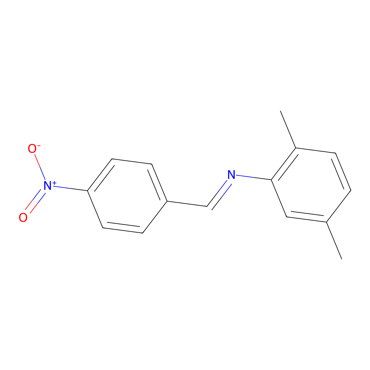 Benzenamine, 2,5-dimethyl-N-[(4-nitrophenyl)methylene]- molecular structure, CAS 112523-36-1