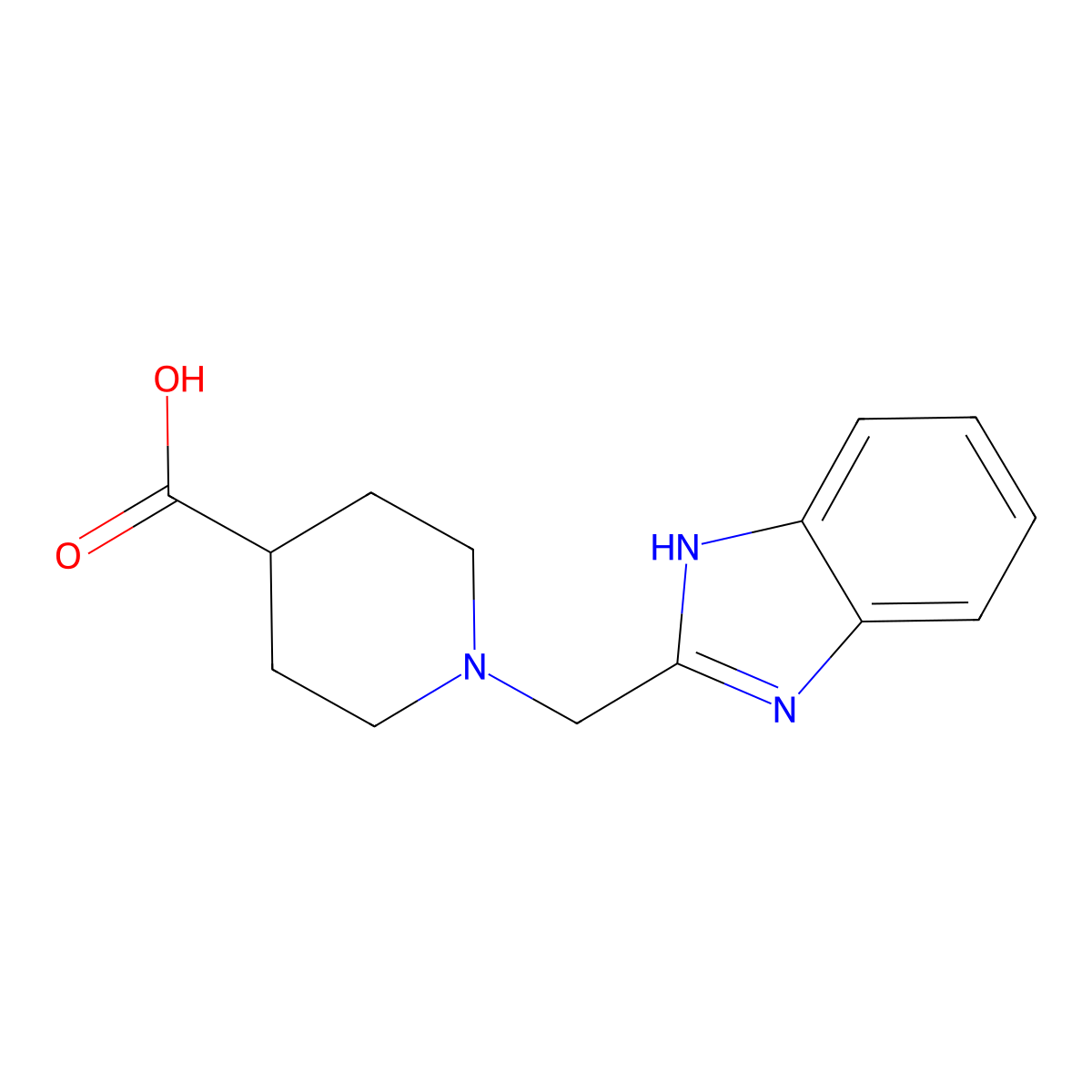 1-[(1H-1,3-benzodiazol-2-yl)methyl]piperidine-4-carboxylic acid molecular structure, CAS 1125409-84-8