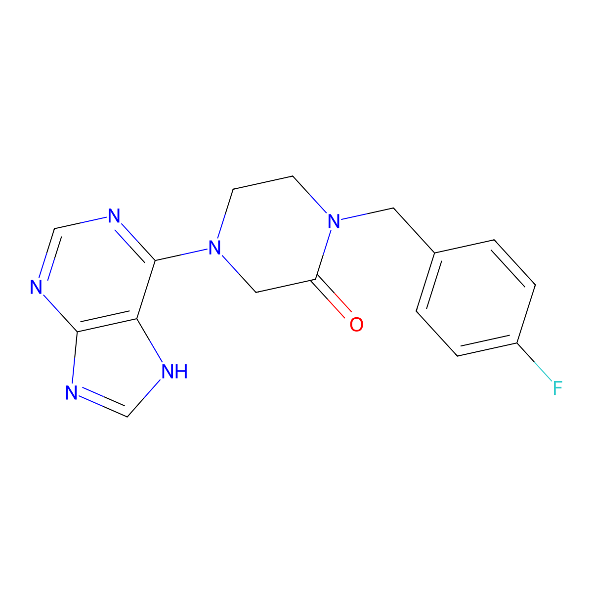 1-[(4-fluorophenyl)methyl]-4-(9H-purin-6-yl)piperazin-2-one molecular structure, CAS 1125410-95-8