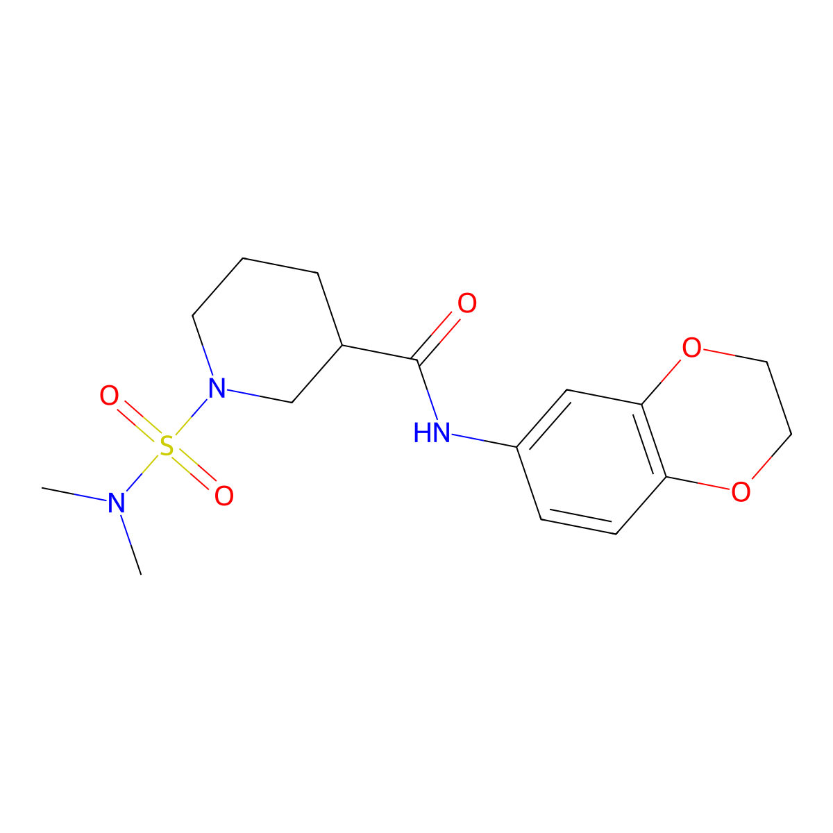 N-(2,3-dihydro-1,4-benzodioxin-6-yl)-1-(dimethylsulfamoyl)piperidine-3-carboxamide molecular structure, CAS 1125412-75-0