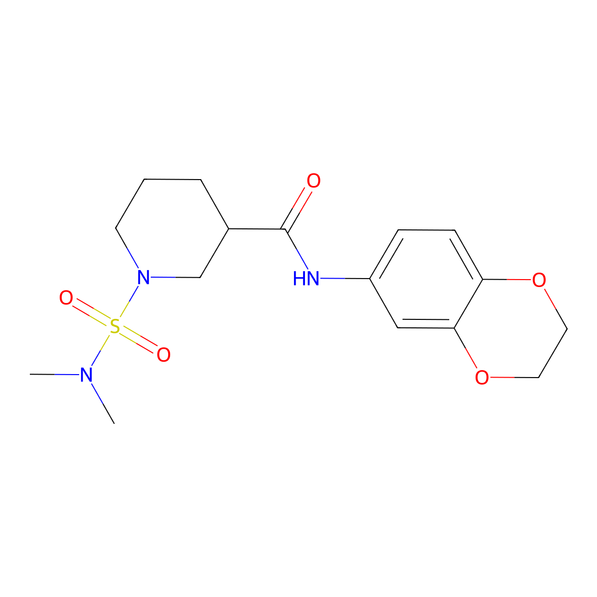 N-(2,3-dihydro-1,4-benzodioxin-6-yl)-1-(dimethylsulfamoyl)piperidine-3-carboxamide molecular structure, CAS 1125412-75-0