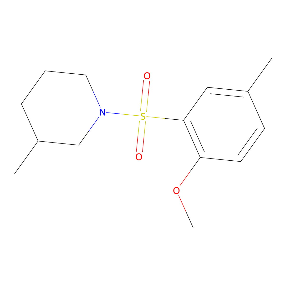 1-(2-Methoxy-5-methylbenzenesulfonyl)-3-methylpiperidine molecular structure, CAS 1125413-07-1