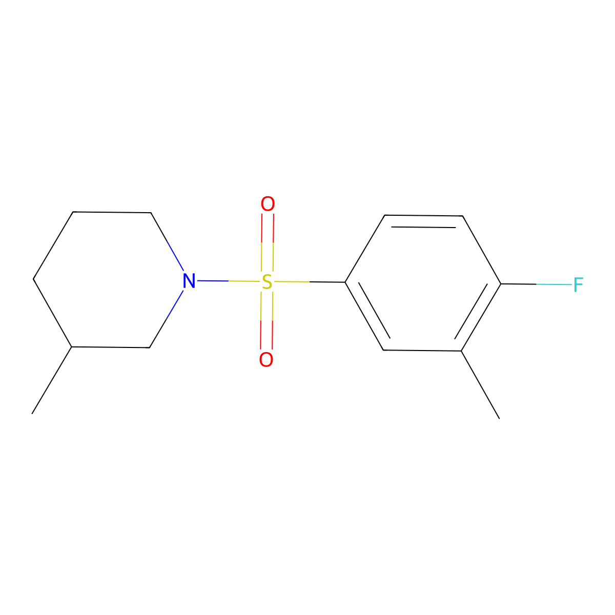 1-[(4-Fluoro-3-methylphenyl)sulfonyl]-3-methylpiperidine molecular structure, CAS 1125413-08-2