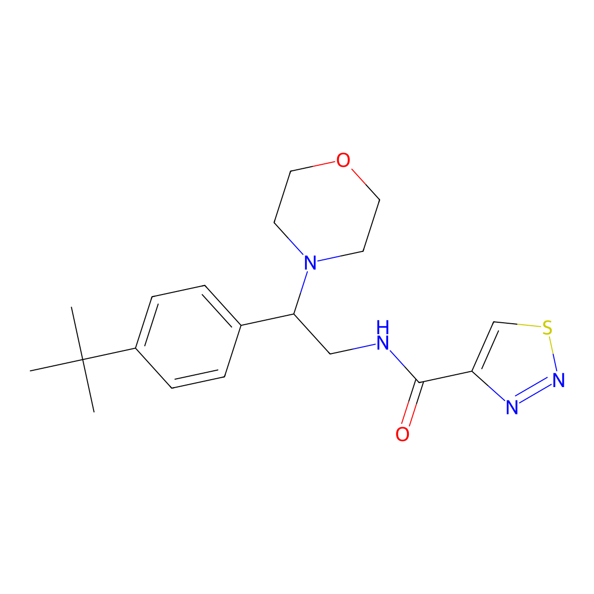 N-[2-(4-tert-butylphenyl)-2-(4-morpholinyl)ethyl]-1,2,3-thiadiazole-4-carboxamide molecular structure, CAS 1125413-17-3