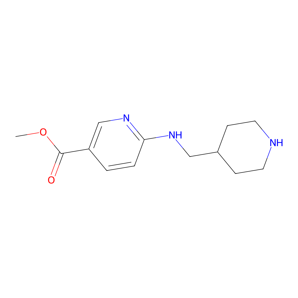 Methyl 6-[(4-piperidinylmethyl)amino]nicotinate molecular structure, CAS 1125416-93-4