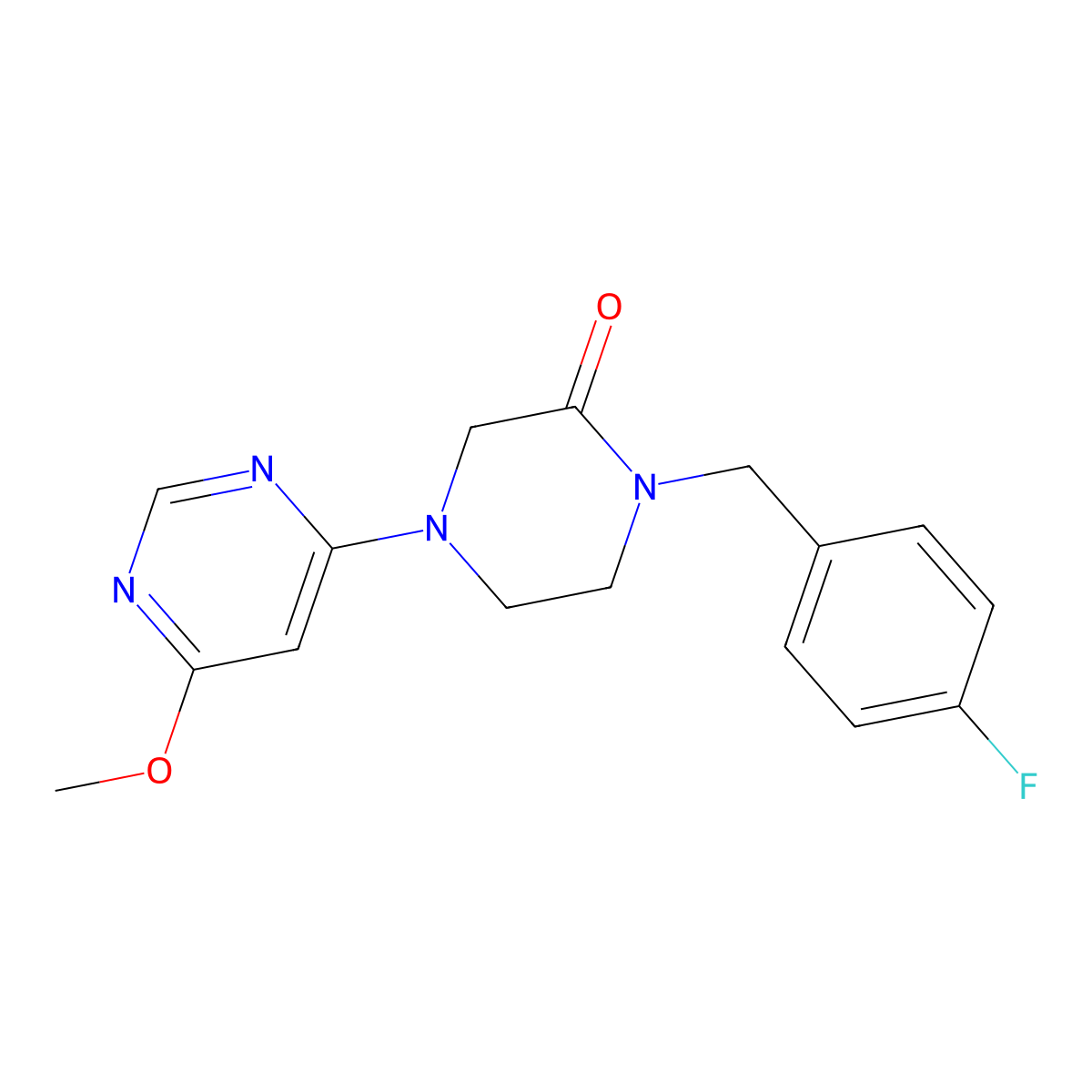 1-[(4-Fluorophenyl)methyl]-4-(6-methoxypyrimidin-4-yl)piperazin-2-one molecular structure, CAS 1125426-17-6