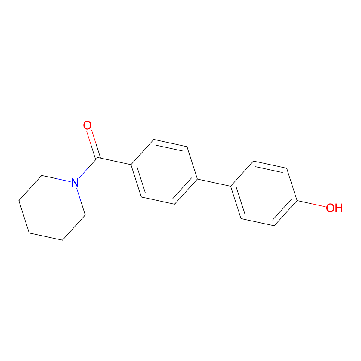 (4'-Hydroxy-[1,1'-biphenyl]-4-yl)(piperidin-1-yl)methanone molecular structure, CAS 1125430-43-4