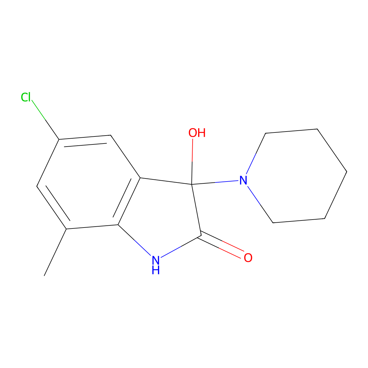 5-chloro-3-hydroxy-7-methyl-3-(piperidin-1-yl)-1,3-dihydro-2H-indol-2-one molecular structure, CAS 1125436-18-1