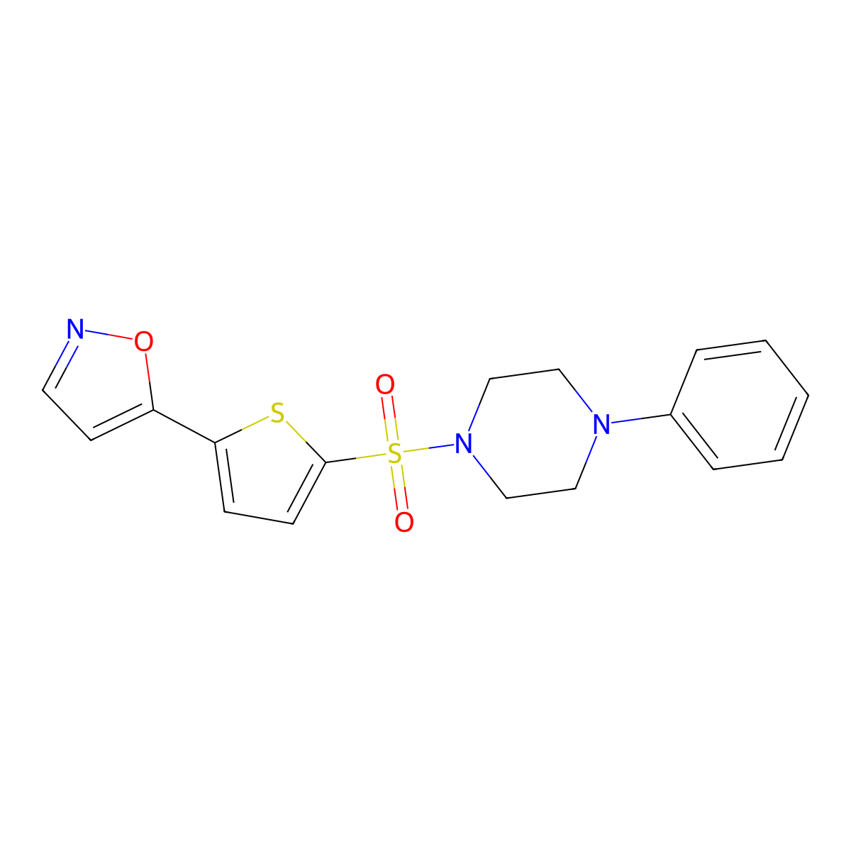 1-{[5-(1,2-Oxazol-5-yl)thiophen-2-yl]sulfonyl}-4-phenylpiperazine molecular structure, CAS 1125436-41-0