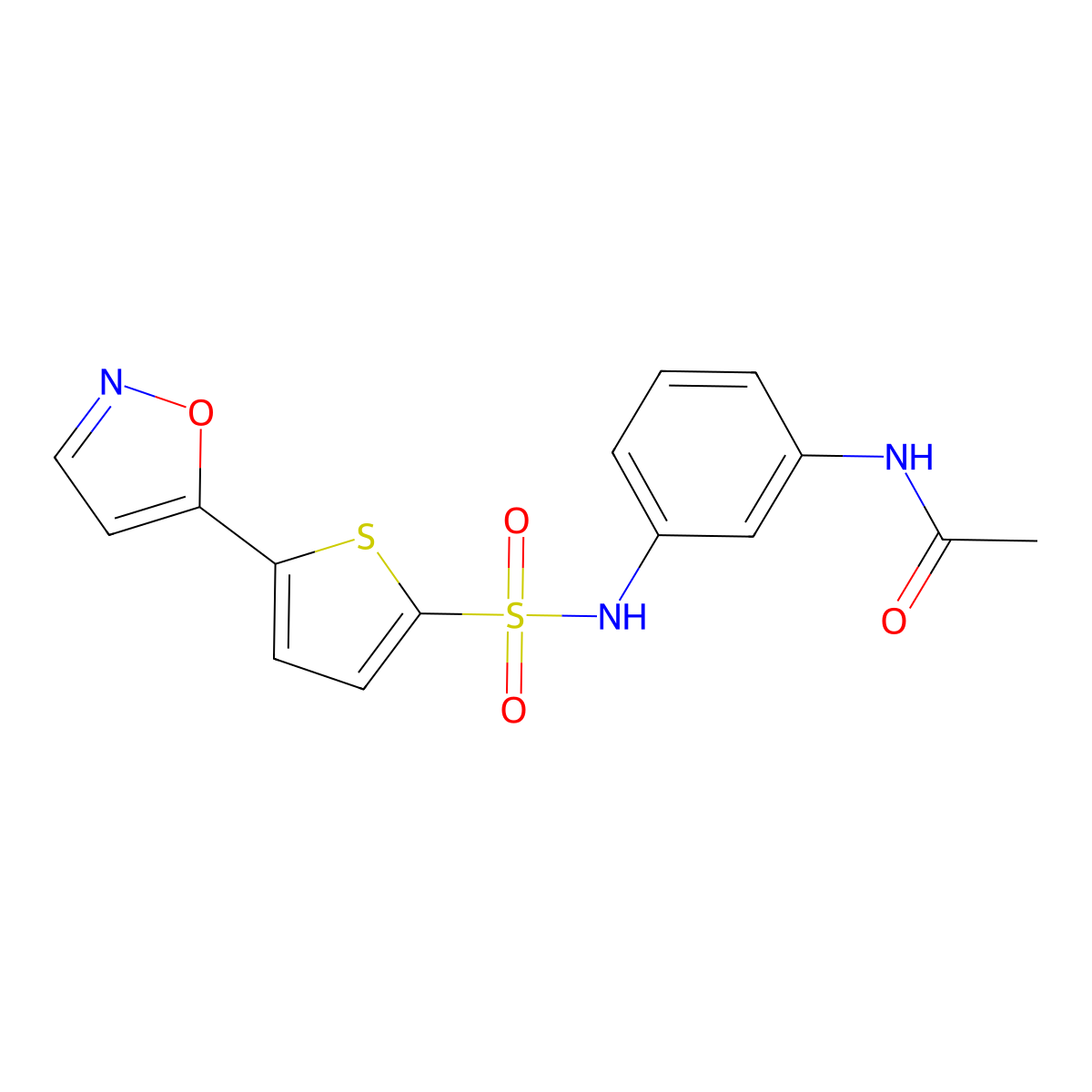 N-(3-(5-(isoxazol-5-yl)thiophene-2-sulfonamido)phenyl)acetamide molecular structure, CAS 1125436-43-2