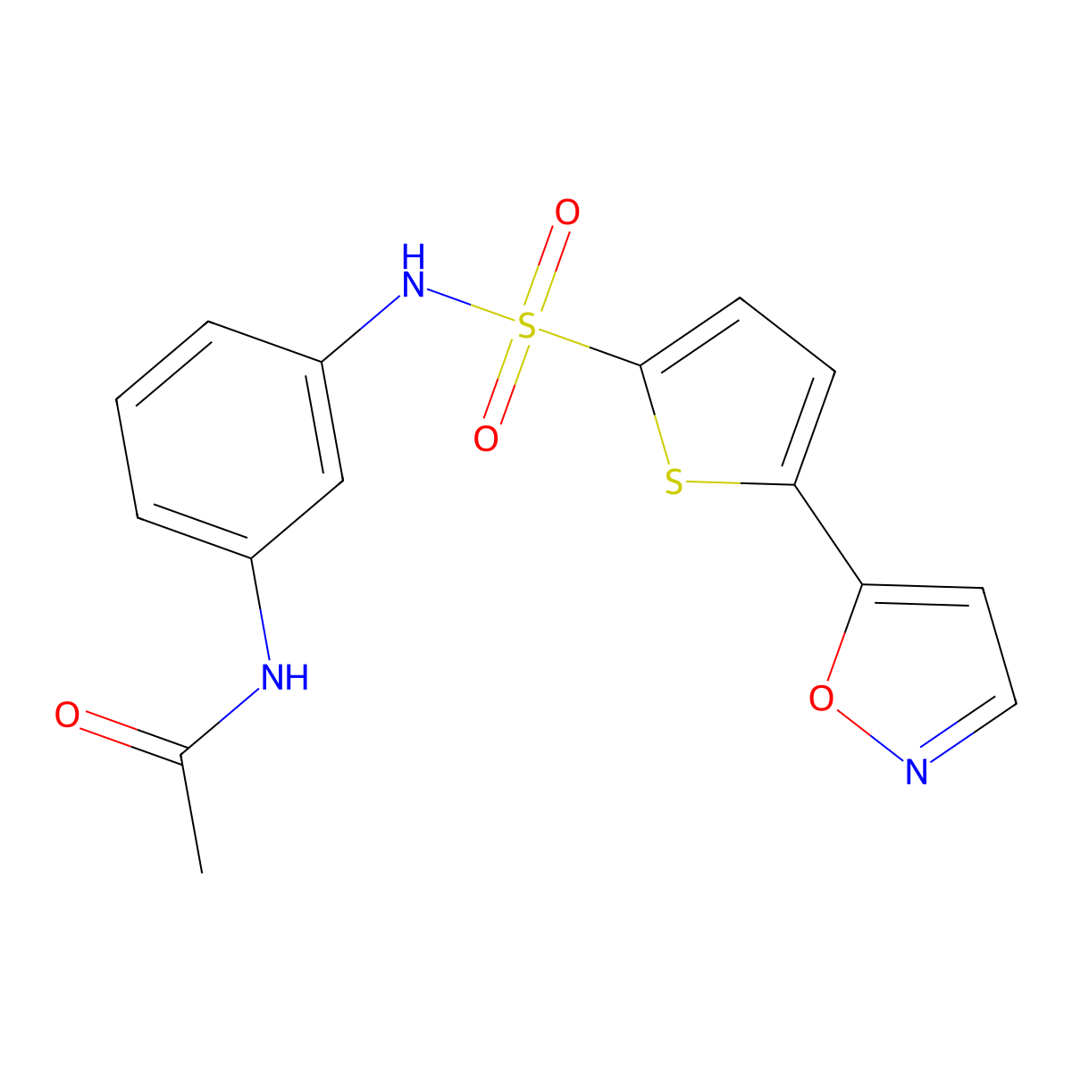 N-(3-(5-(isoxazol-5-yl)thiophene-2-sulfonamido)phenyl)acetamide molecular structure, CAS 1125436-43-2