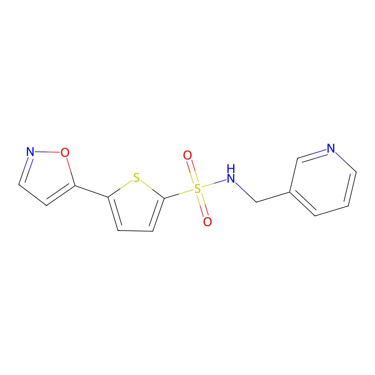 5-(1,2-oxazol-5-yl)-N-(pyridin-3-ylmethyl)thiophene-2-sulfonamide molecular structure, CAS 1125436-45-4