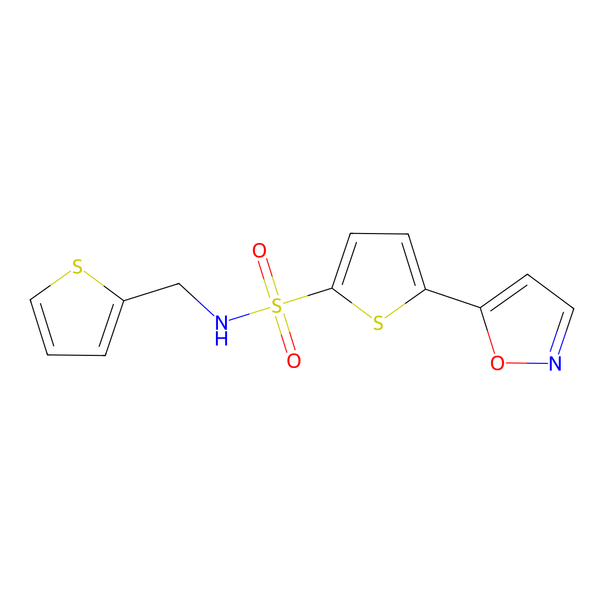5-(1,2-oxazol-5-yl)-N-(thiophen-2-ylmethyl)thiophene-2-sulfonamide molecular structure, CAS 1125436-46-5