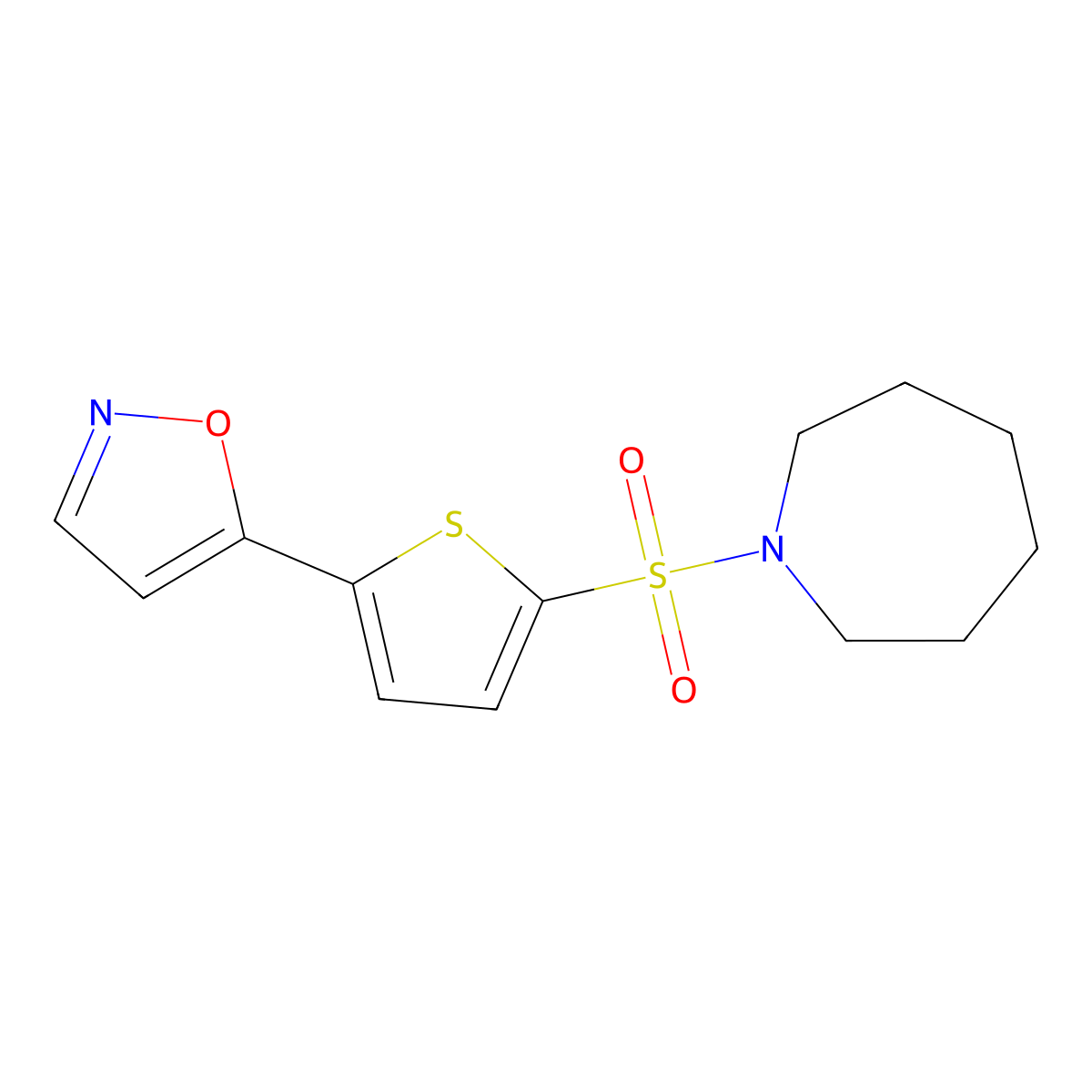 1-{[5-(1,2-Oxazol-5-yl)thiophen-2-yl]sulfonyl}azepane molecular structure, CAS 1125436-47-6