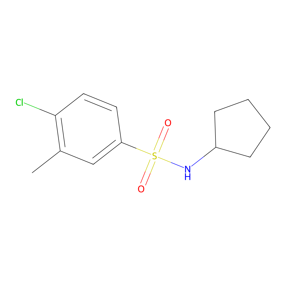 4-chloro-N-cyclopentyl-3-methylbenzenesulfonamide molecular structure, CAS 1125436-80-7