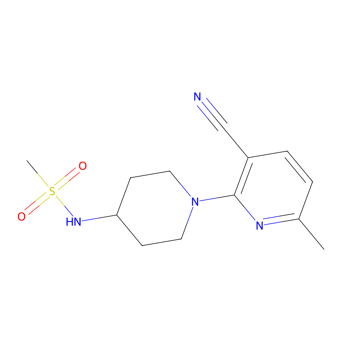 N-[1-(3-cyano-6-methylpyridin-2-yl)piperidin-4-yl]methanesulfonamide molecular structure, CAS 1125438-06-3