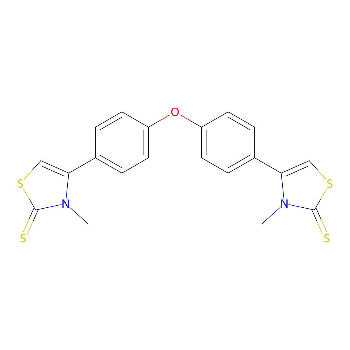 3-Methyl-4-{4-[4-(3-methyl-2-sulfanylidene-2,3-dihydro-1,3-thiazol-4-yl)phenoxy]phenyl}-2,3-dihydro-1,3-thiazole-2-thione molecular structure, CAS 112544-54-4