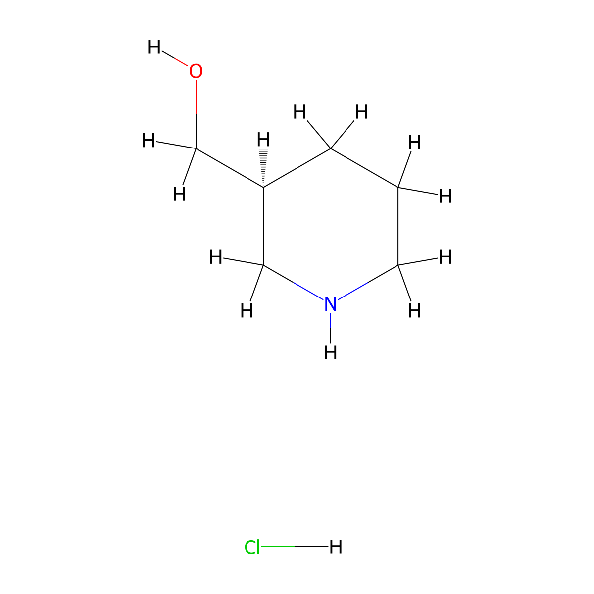 (S)-Piperidin-3-ylmethanol hydrochloride molecular structure, CAS 1125551-75-8