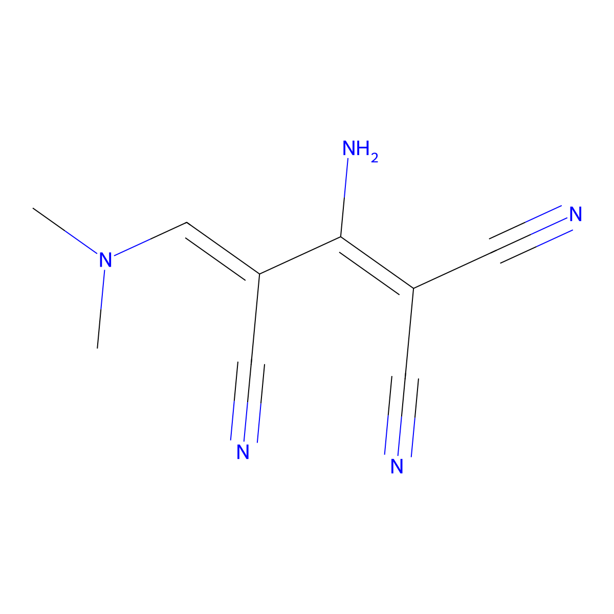 1,3-Butadiene-1,1,3-tricarbonitrile, 2-amino-4-(dimethylamino)- molecular structure, CAS 112556-64-6