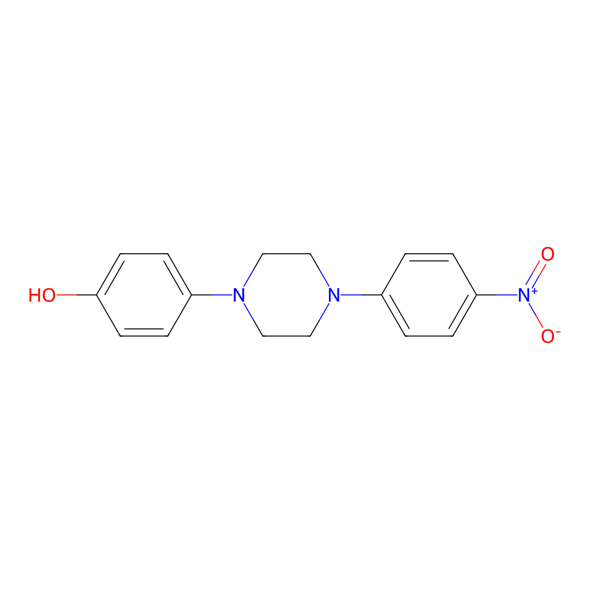 4-(4-(4-Nitrophenyl)-1-piperazinyl)phenol molecular structure, CAS 112559-81-6