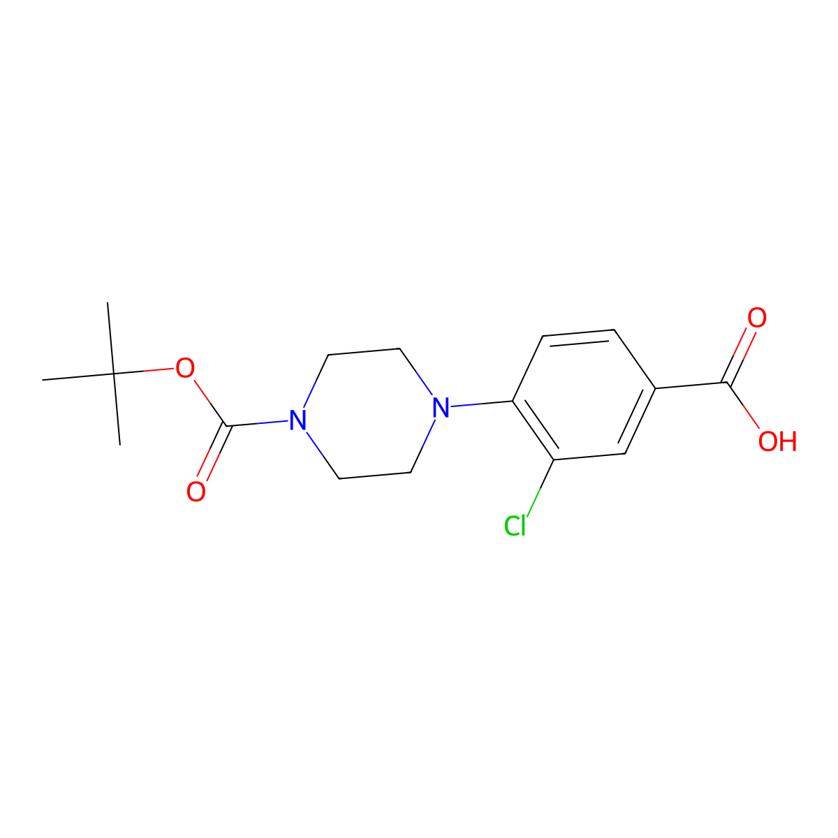 4-{4-[(tert-Butoxy)carbonyl]piperazin-1-yl}-3-chlorobenzoic acid molecular structure, CAS 1125595-93-8