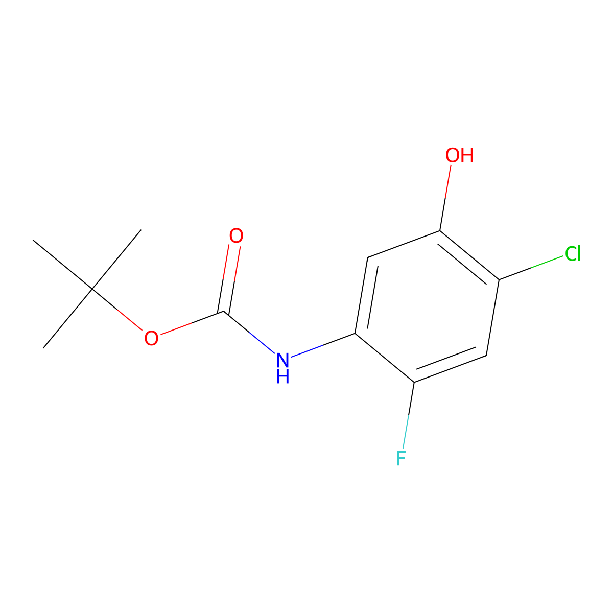 tert-butyl N-(4-chloro-2-fluoro-5-hydroxyphenyl)carbamate molecular structure, CAS 1125632-46-3