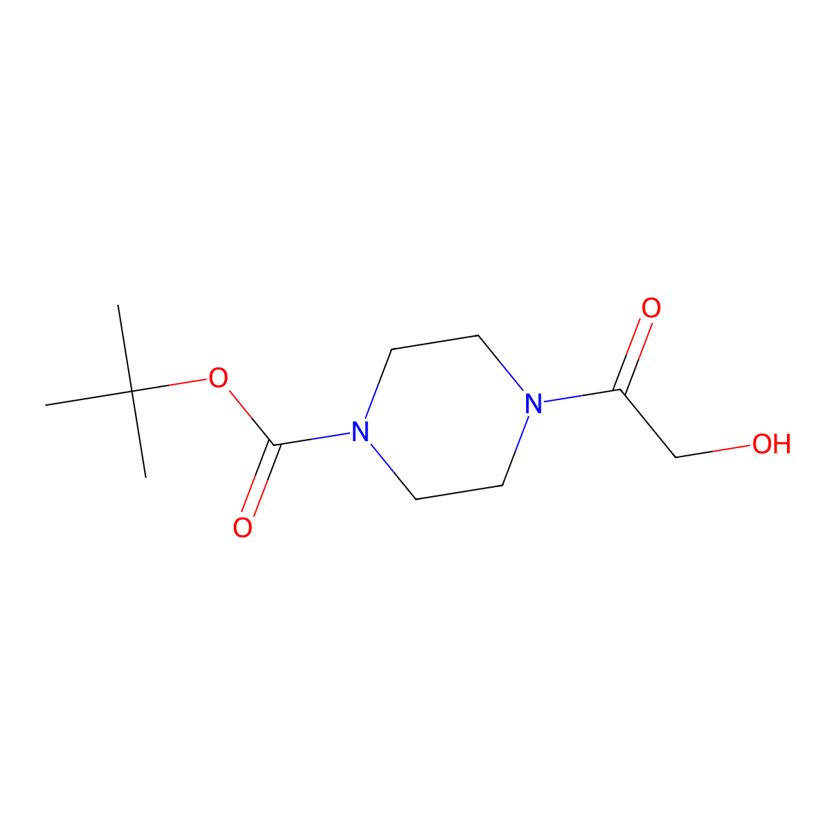 Tert-butyl 4-(2-hydroxyacetyl)piperazine-1-carboxylate molecular structure, CAS 1125674-18-1