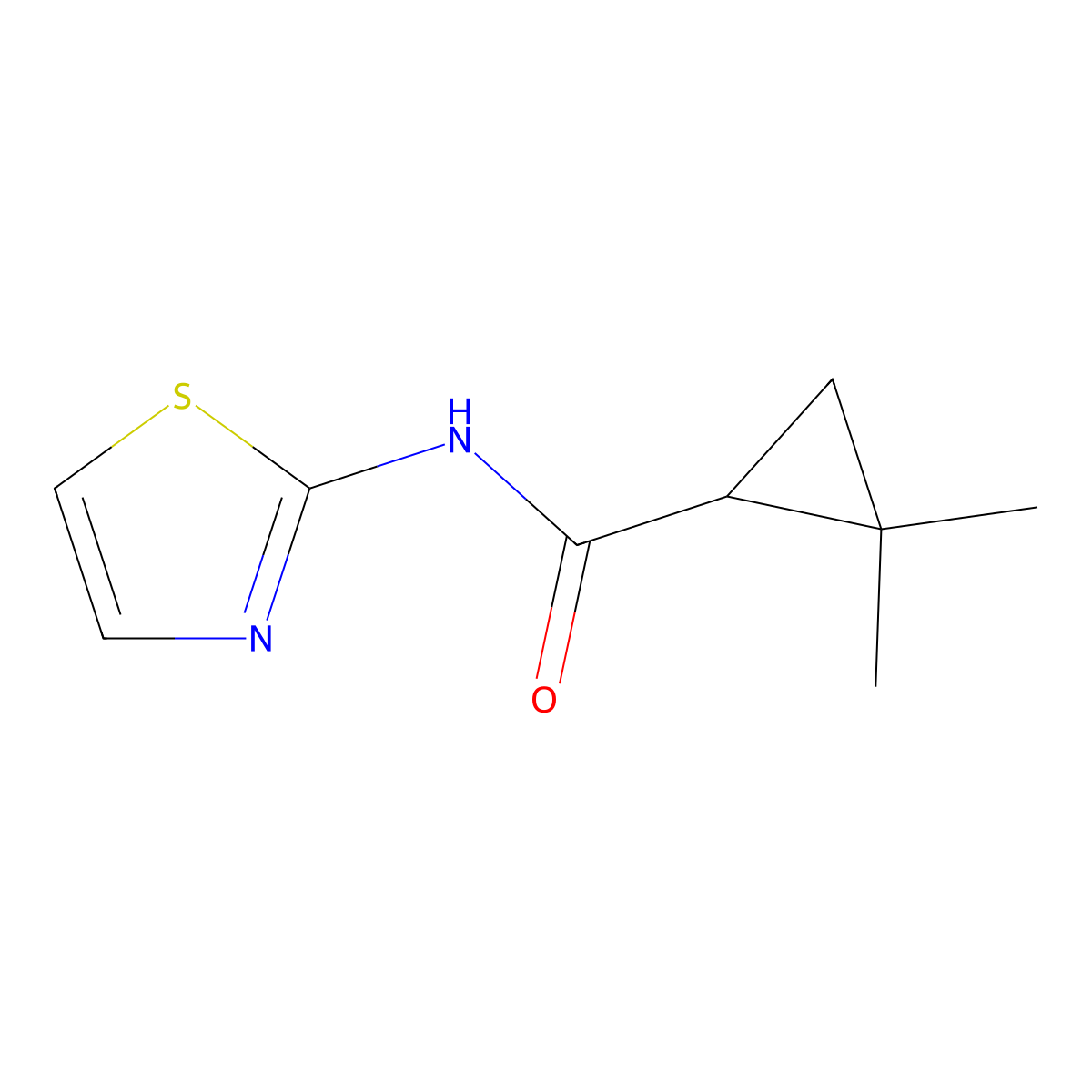 2,2-dimethyl-N-(1,3-thiazol-2-yl)cyclopropane-1-carboxamide molecular structure, CAS 1125745-44-9