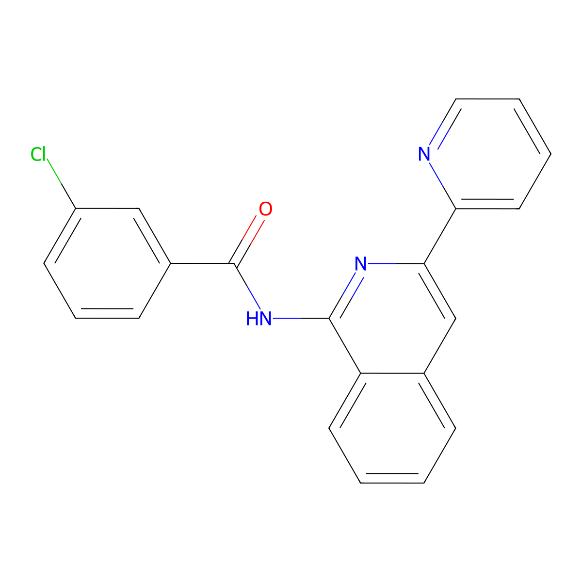 3-Chloro-N-[3-(2-pyridinyl)-1-isoquinolinyl]benzamide molecular structure, CAS 112575-55-0