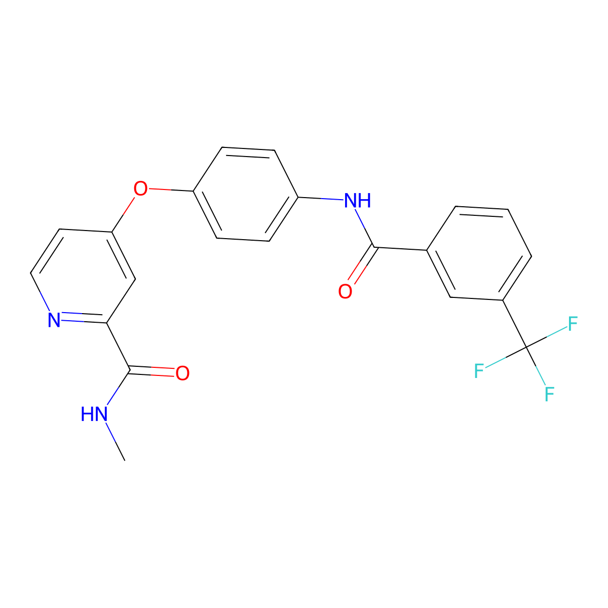 N-methyl-4-(4-(3-(trifluoromethyl)benzamido)phenoxy)picolinamide molecular structure, CAS 1125780-41-7