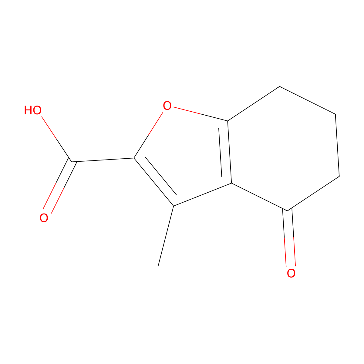 3-Methyl-4-oxo-4,5,6,7-tetrahydro-1-benzofuran-2-carboxylic acid molecular structure, CAS 112579-43-8