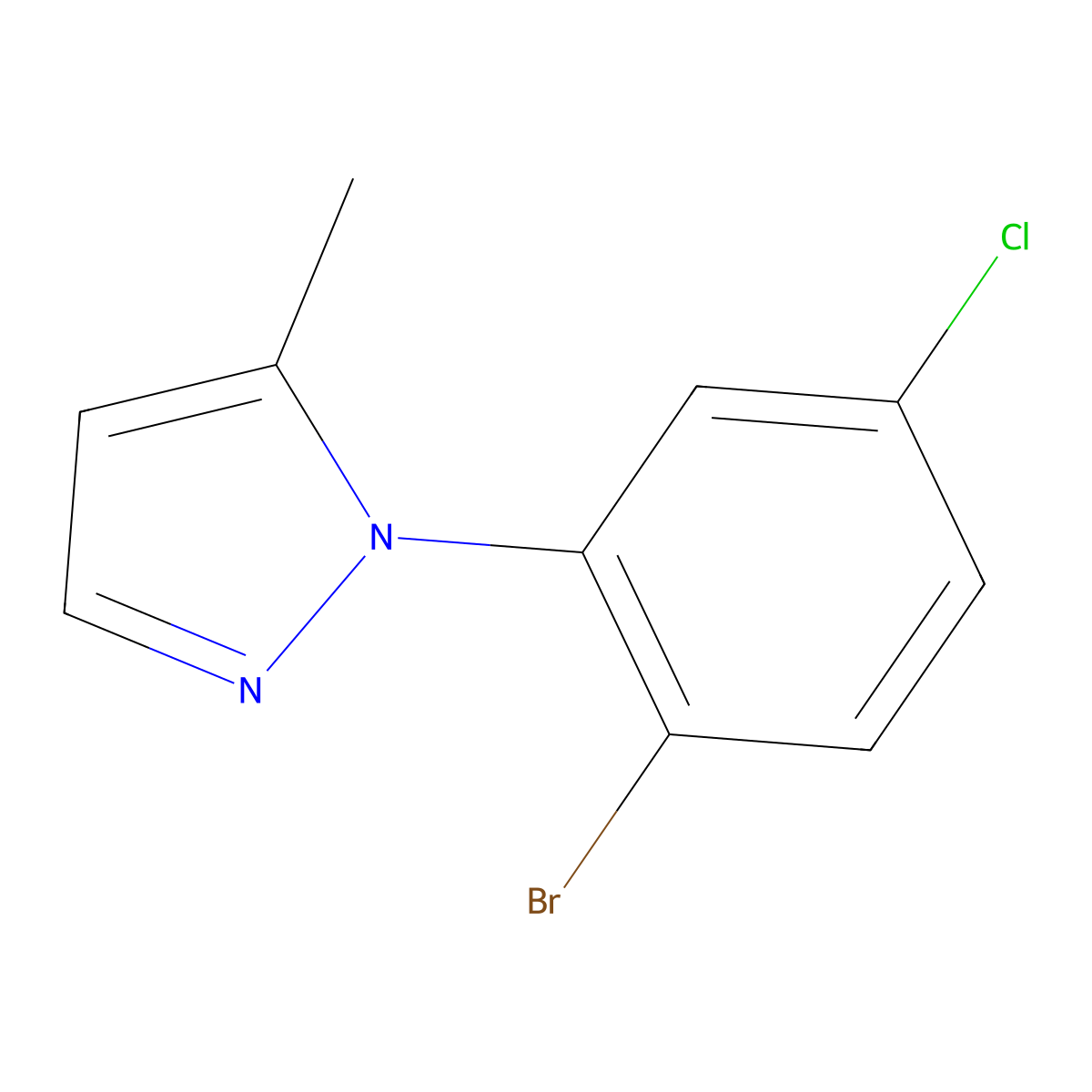 1-(2-bromo-5-chlorophenyl)-5-methyl-1H-pyrazole molecular structure, CAS 1125828-28-5