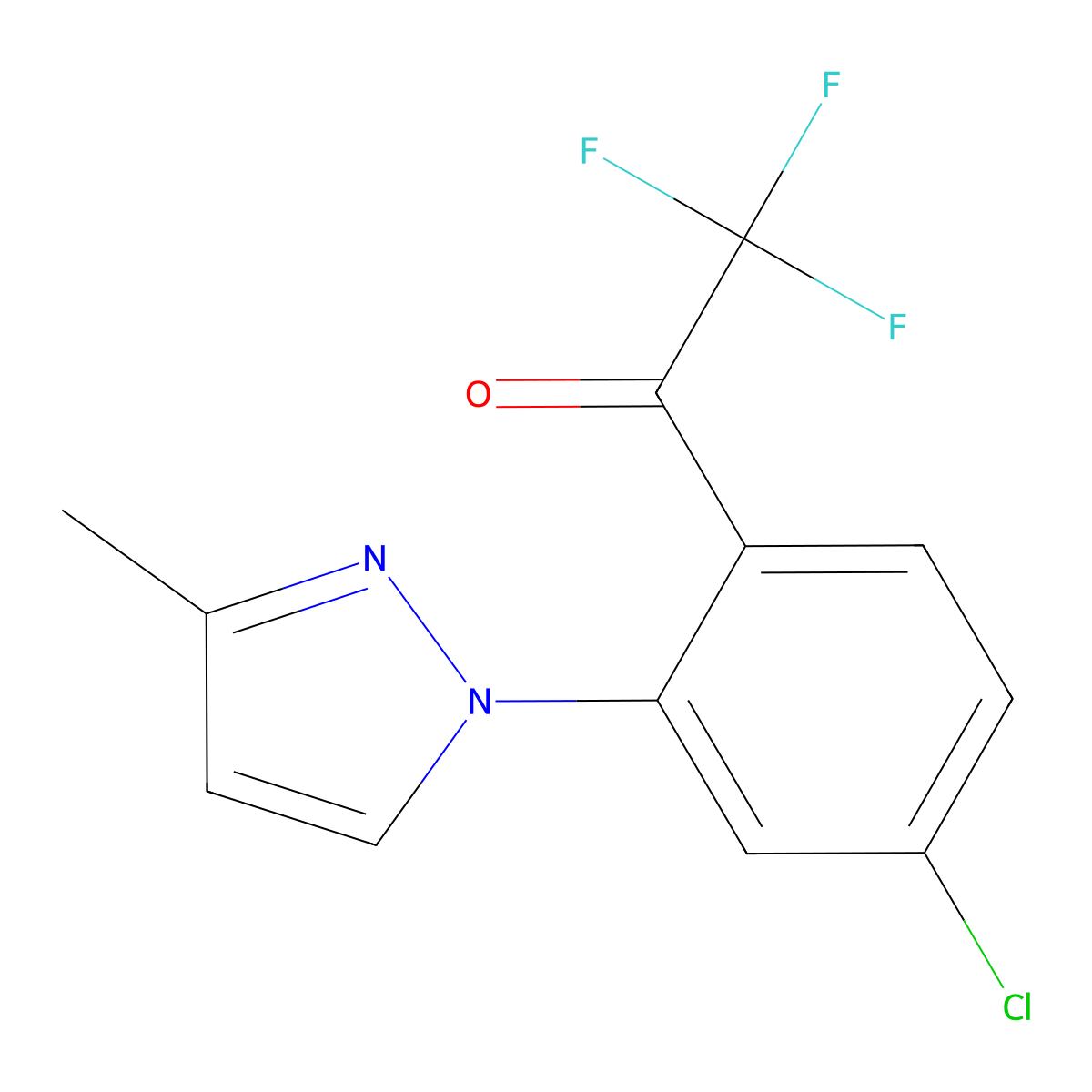 1-(4-chloro-2-(3-methyl-1H-pyrazol-1-yl)phenyl)-2,2,2-trifluoroethanone molecular structure, CAS 1125828-30-9