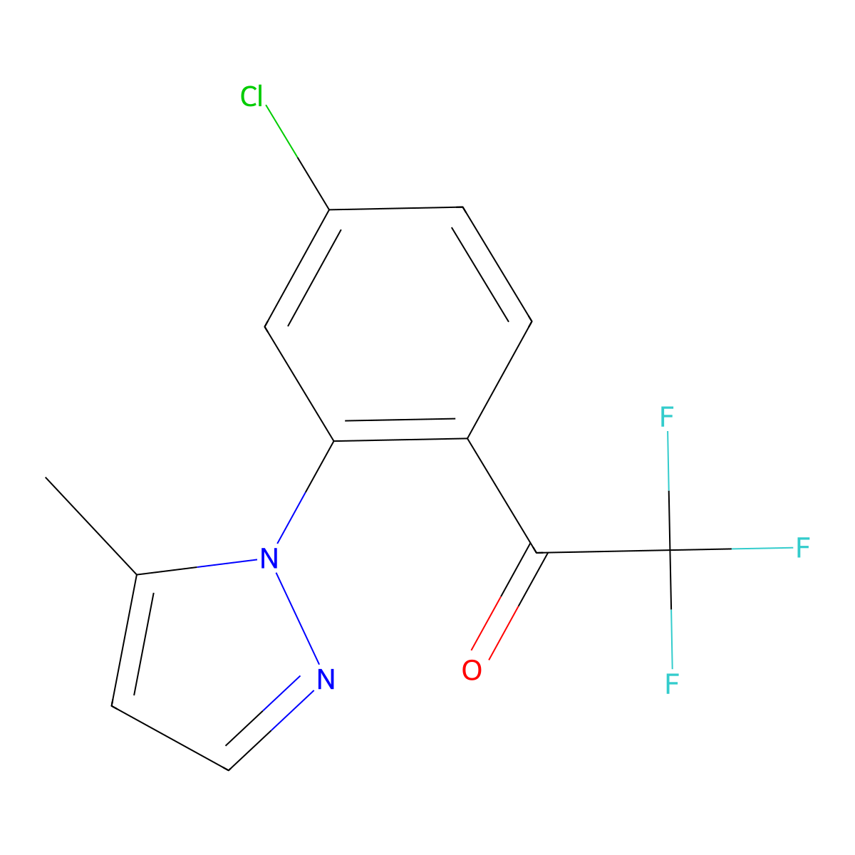 Ethanone, 1-(4-chloro-2-(5-methyl-1H-pyrazol-1-yl)phenyl)-2,2,2-trifluoro- molecular structure, CAS 1125828-32-1