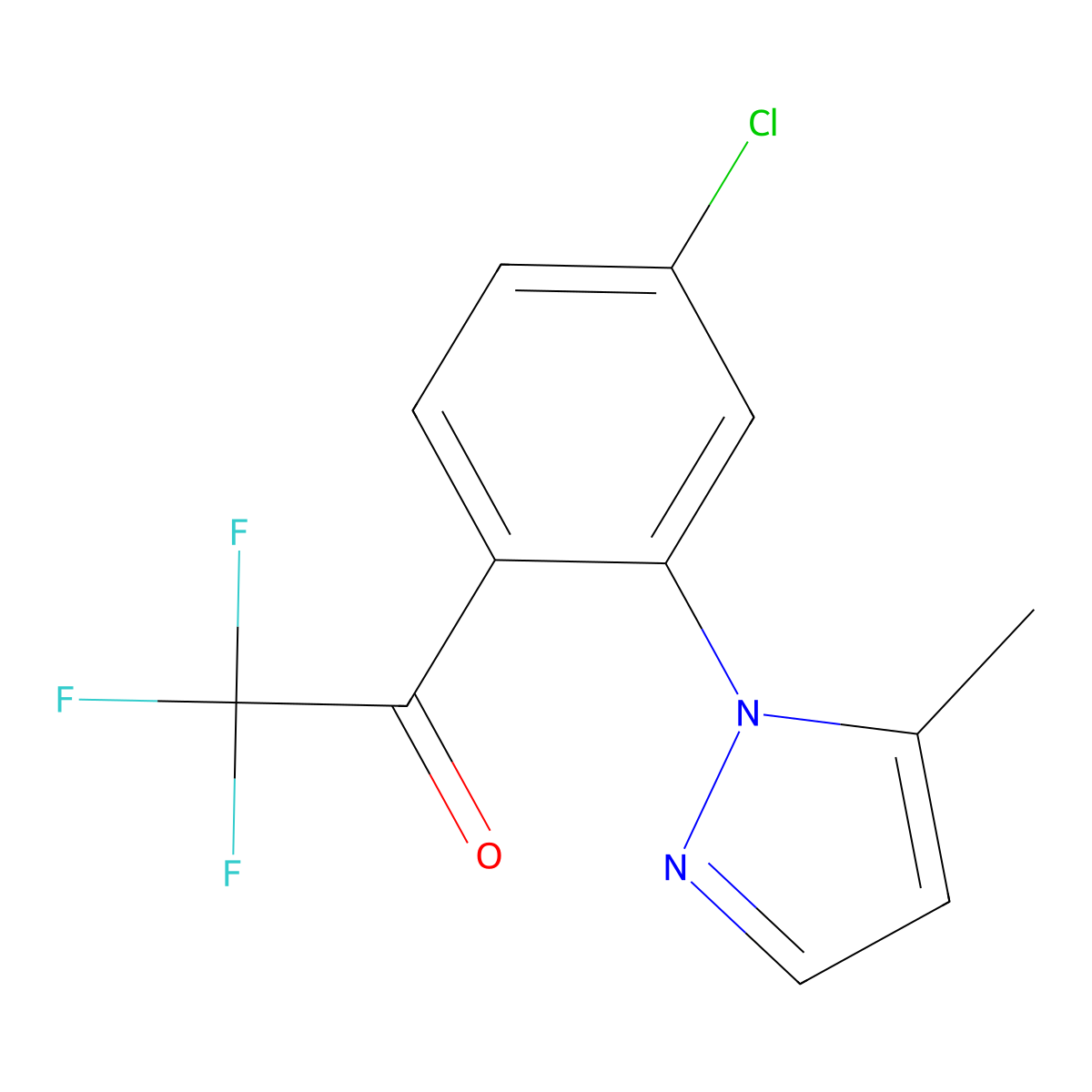 Ethanone, 1-(4-chloro-2-(5-methyl-1H-pyrazol-1-yl)phenyl)-2,2,2-trifluoro- molecular structure, CAS 1125828-32-1