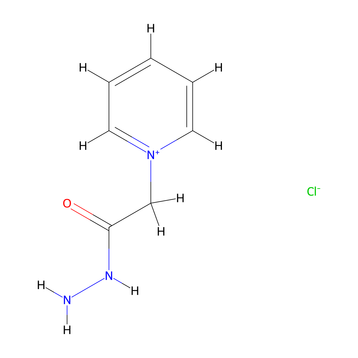 Pyridinioacetohydrazide chloride molecular structure, CAS 1126-58-5