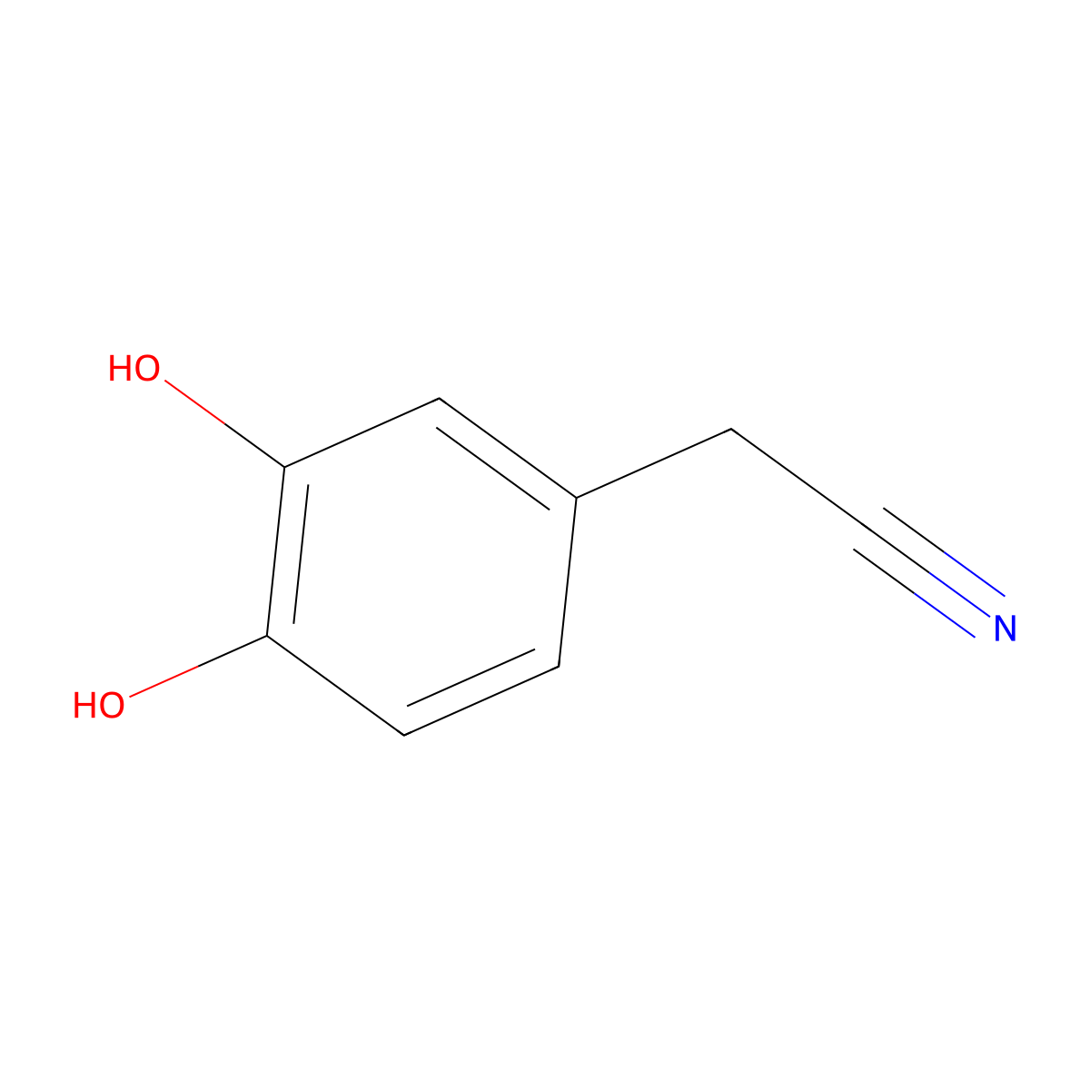 2-(3,4-Dihydroxyphenyl)acetonitrile molecular structure, CAS 1126-62-1