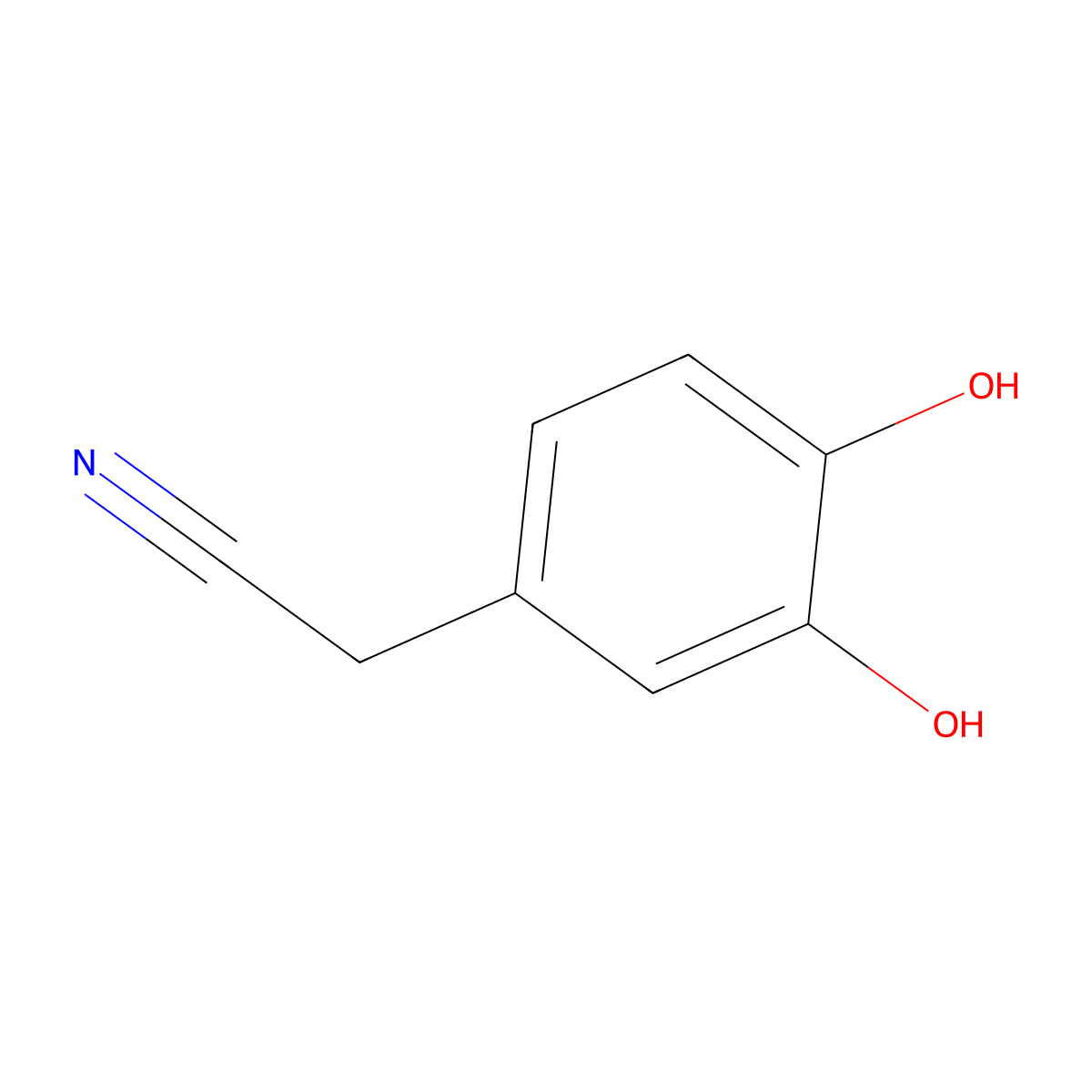 2-(3,4-Dihydroxyphenyl)acetonitrile molecular structure, CAS 1126-62-1
