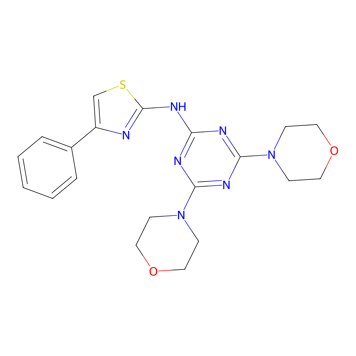 N-(4,6-dimorpholin-4-yl-1,3,5-triazin-2-yl)-4-phenyl-1,3-thiazol-2-amine molecular structure, CAS 112609-79-7