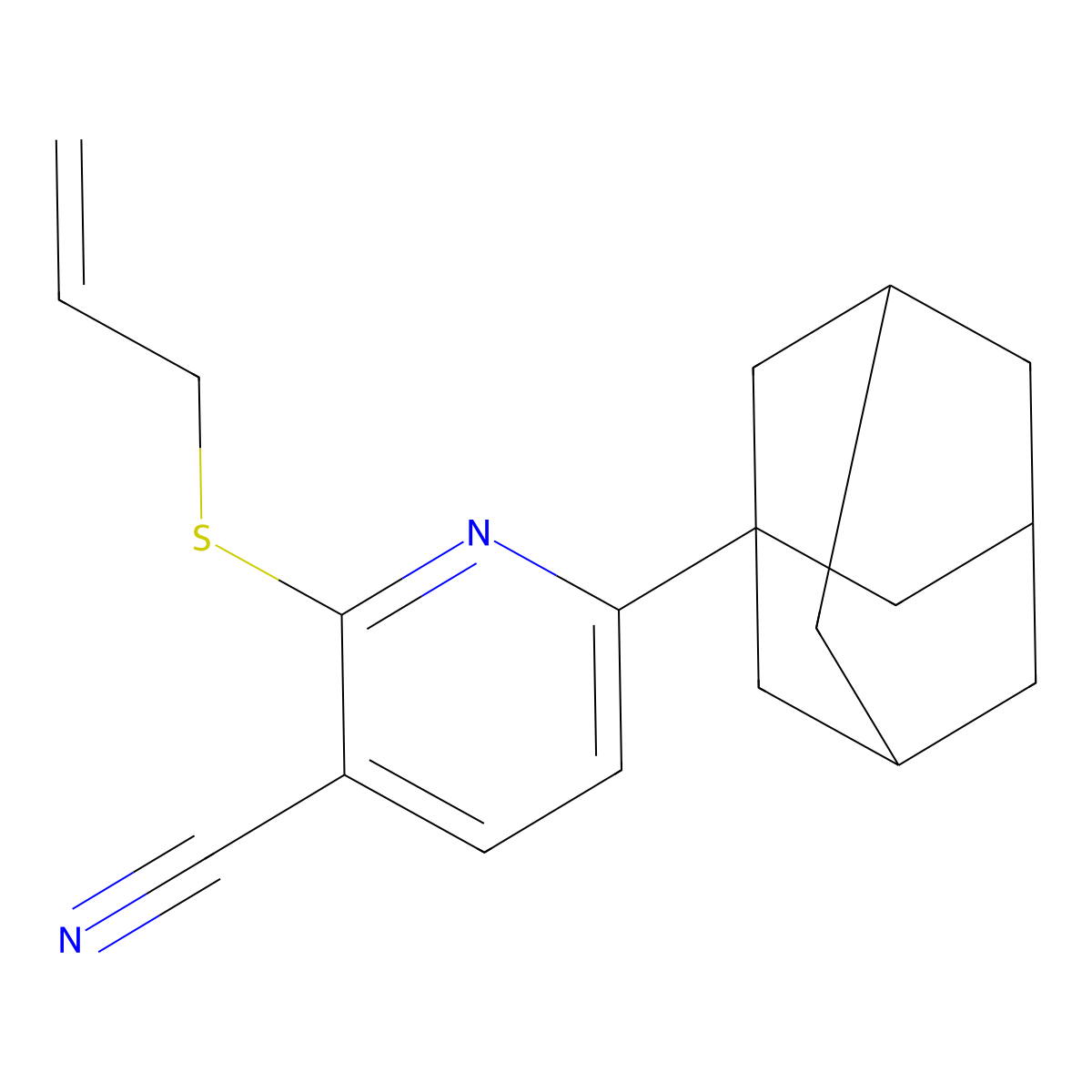 2-(2-Propen-1-ylthio)-6-tricyclo[3.3.1.13,7]dec-1-yl-3-pyridinecarbonitrile molecular structure, CAS 112629-74-0