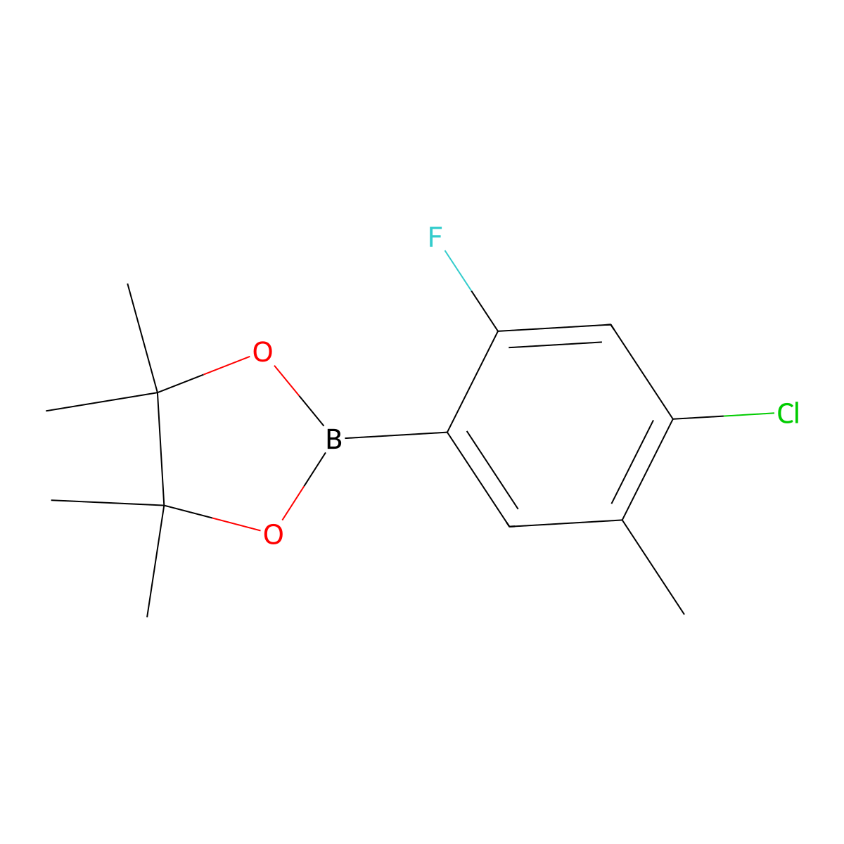 2-(4-Chloro-2-fluoro-5-methylphenyl)-4,4,5,5-tetramethyl-1,3,2-dioxaborolane molecular structure, CAS 1126320-27-1