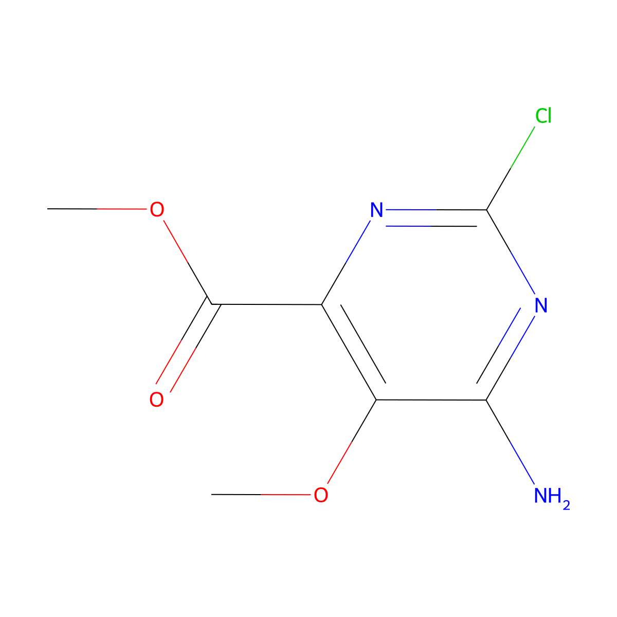 Methyl 6-amino-2-chloro-5-methoxypyrimidine-4-carboxylate molecular structure, CAS 1126320-49-7